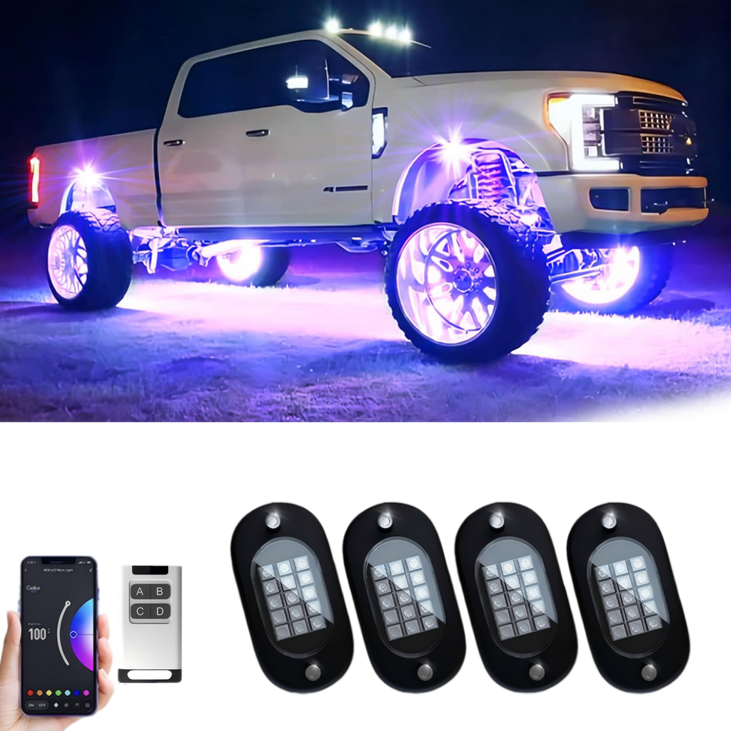 YiLaie 4 pods RGB Rock Lights, 60 LEDs, 12V