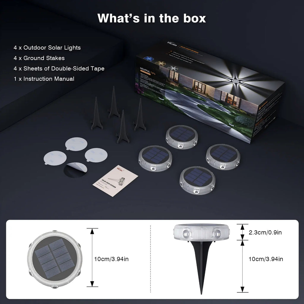 YiLaie 4pcs Blue Solar In-Ground Lights