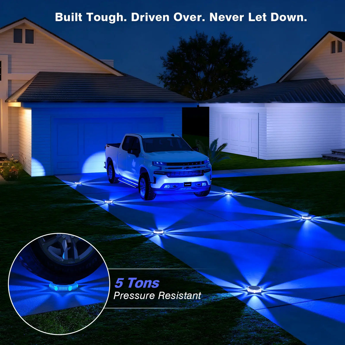 YiLaie 8pcs Blue White Solar In-Ground Lights