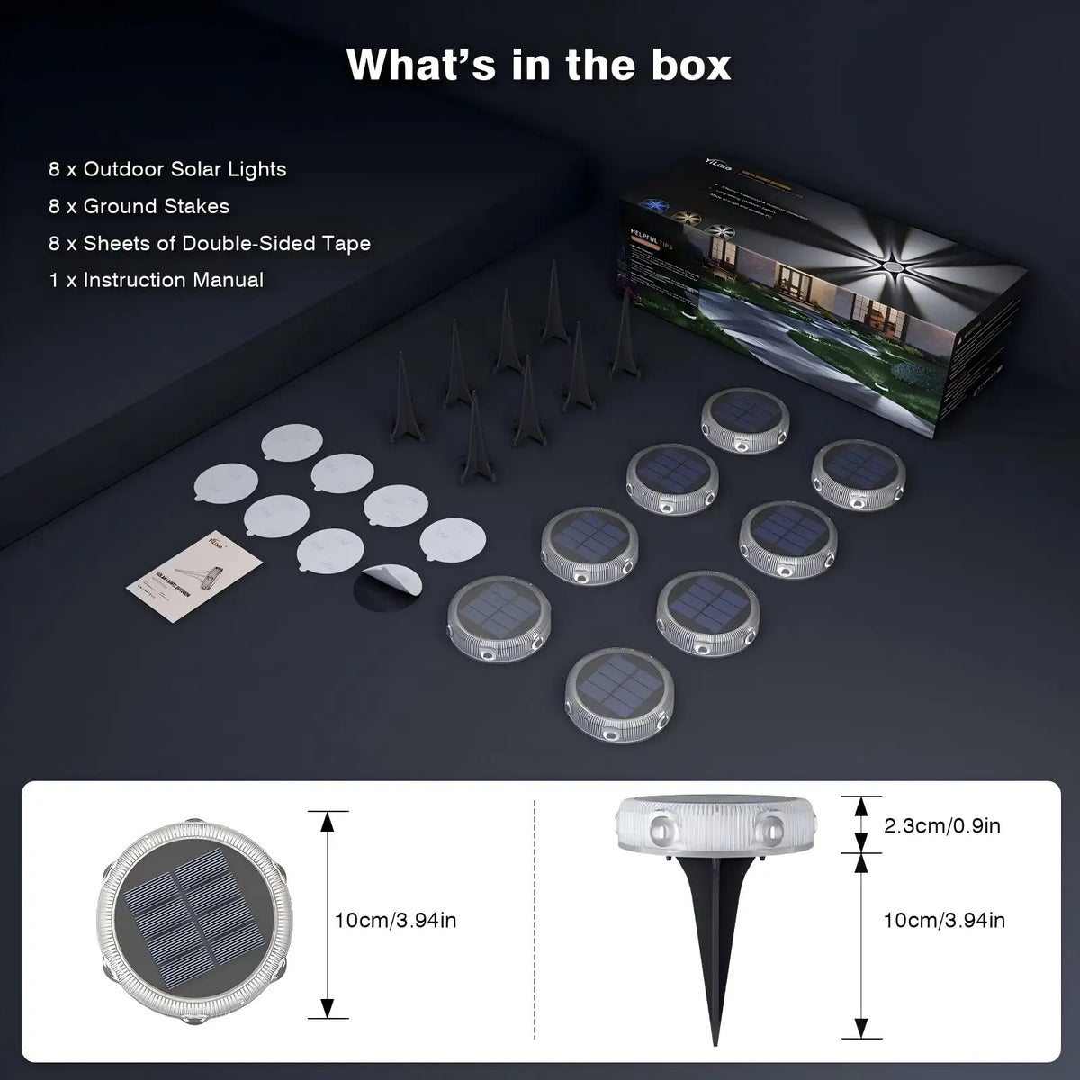 YiLaie 8pcs Blue White Solar In-Ground Lights