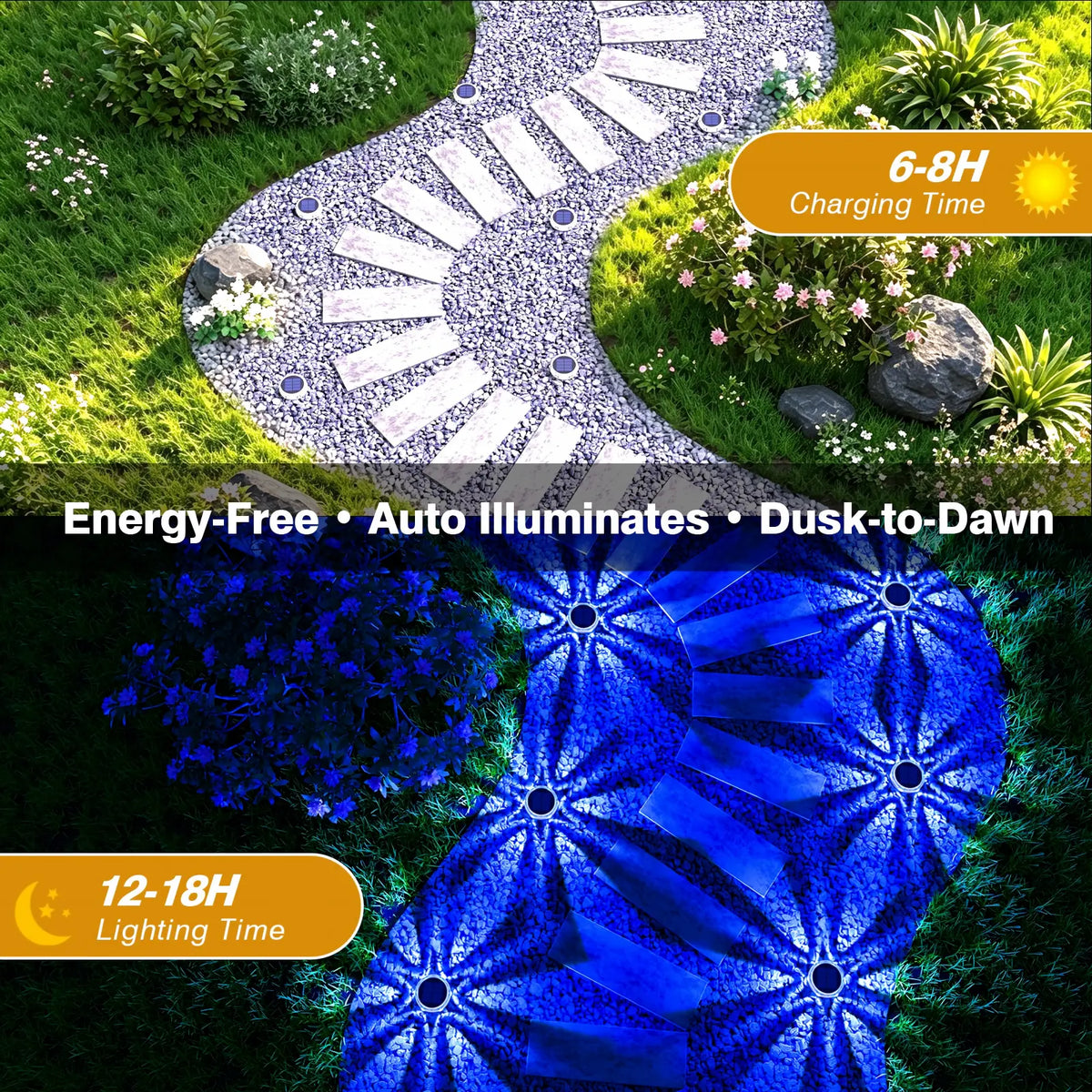 YiLaie 8pcs Blue White Solar In-Ground Lights