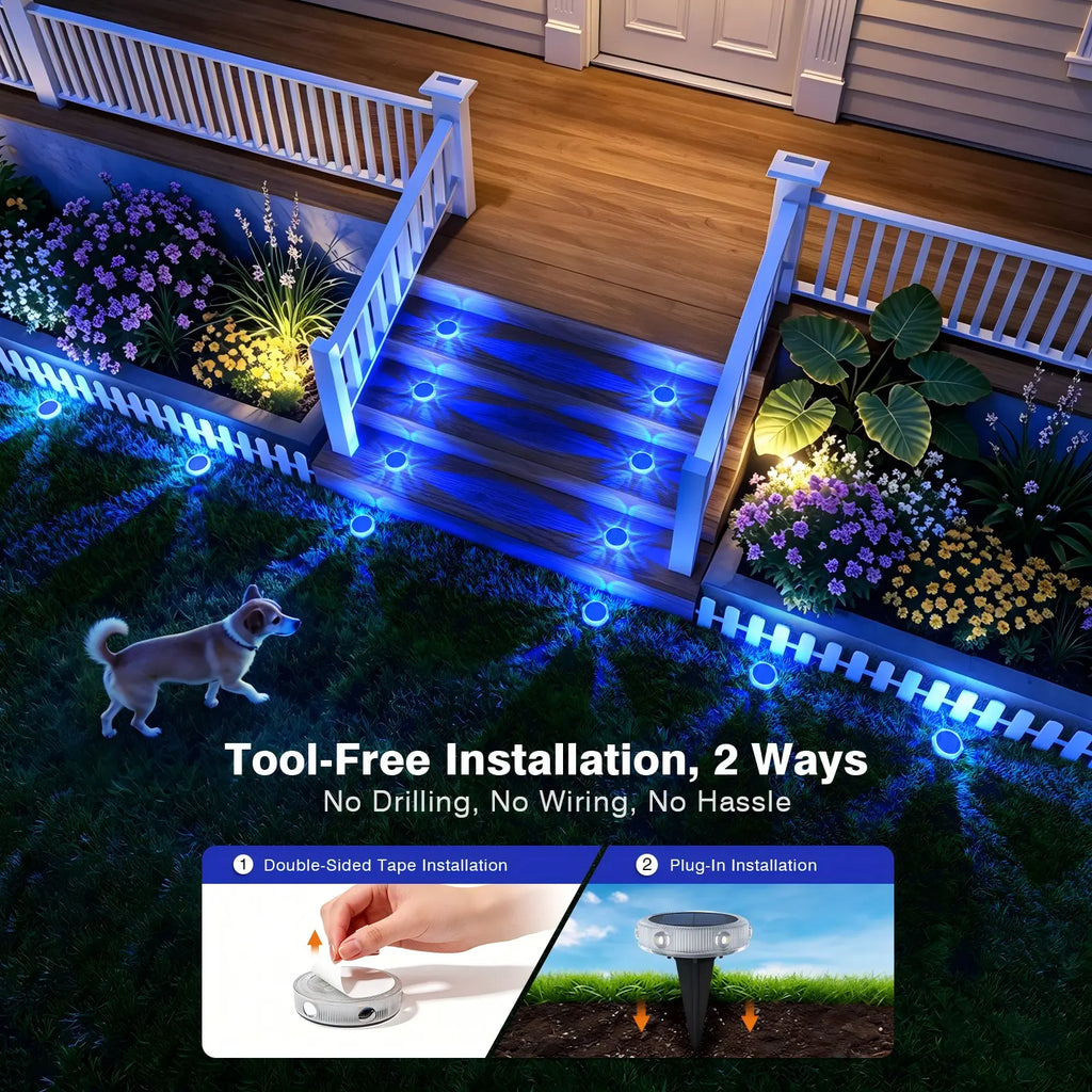 YiLaie 8pcs Blue White Solar In-Ground Lights