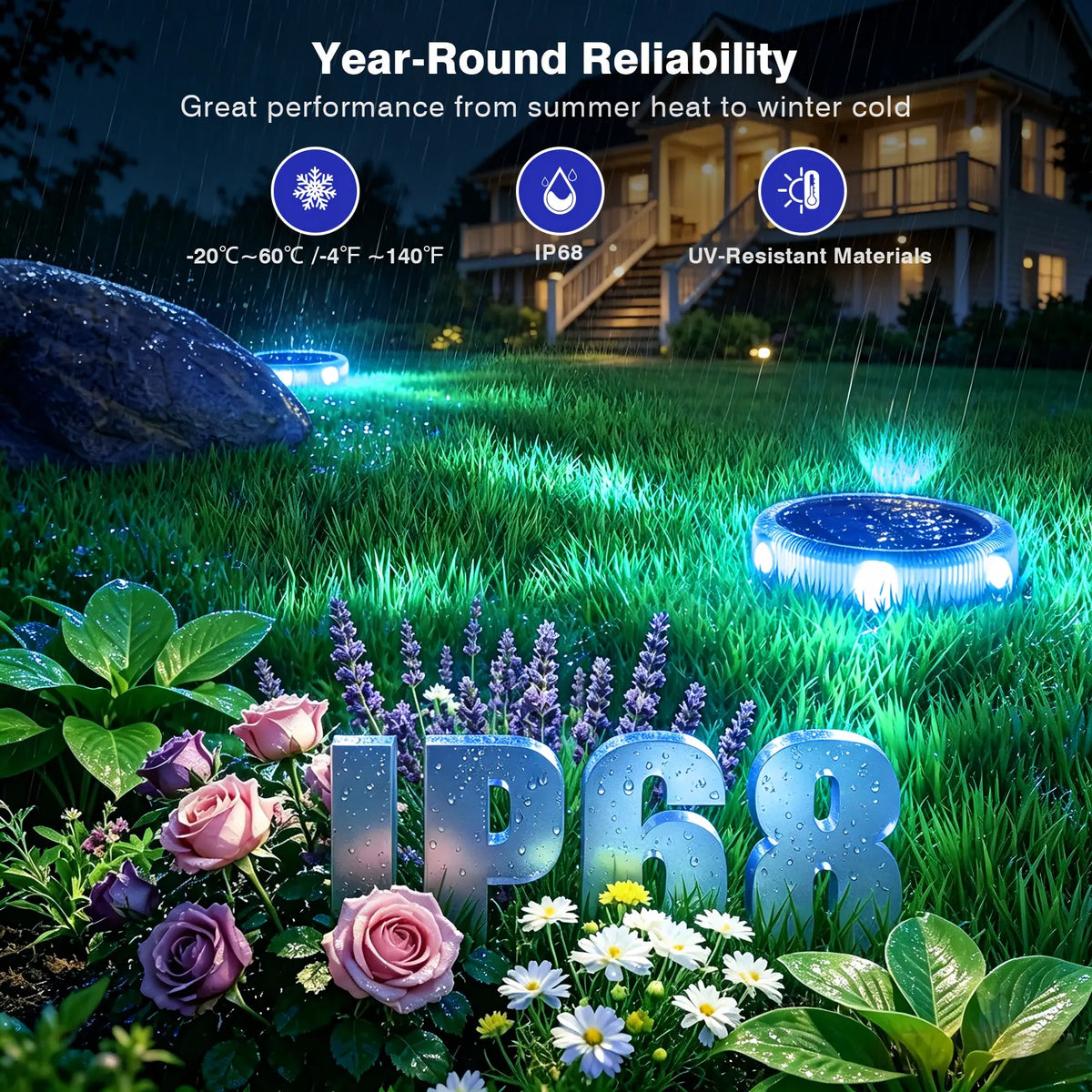YiLaie 8pcs Blue White Solar In-Ground Lights