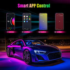 YiLaie DC 12V Cigarette Lighter Car Interior LED Lights, 3‑Key Wired Controller & App