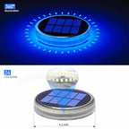 Round Blue Solar Outdoor Garden Pathway Deck Lights  360° illumination