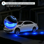 Round Blue Solar Outdoor Garden Pathway Deck Lights 4 packs Durable ABS 5tons