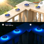 Round Blue Solar Outdoor Automatic charge Lights 4 packs