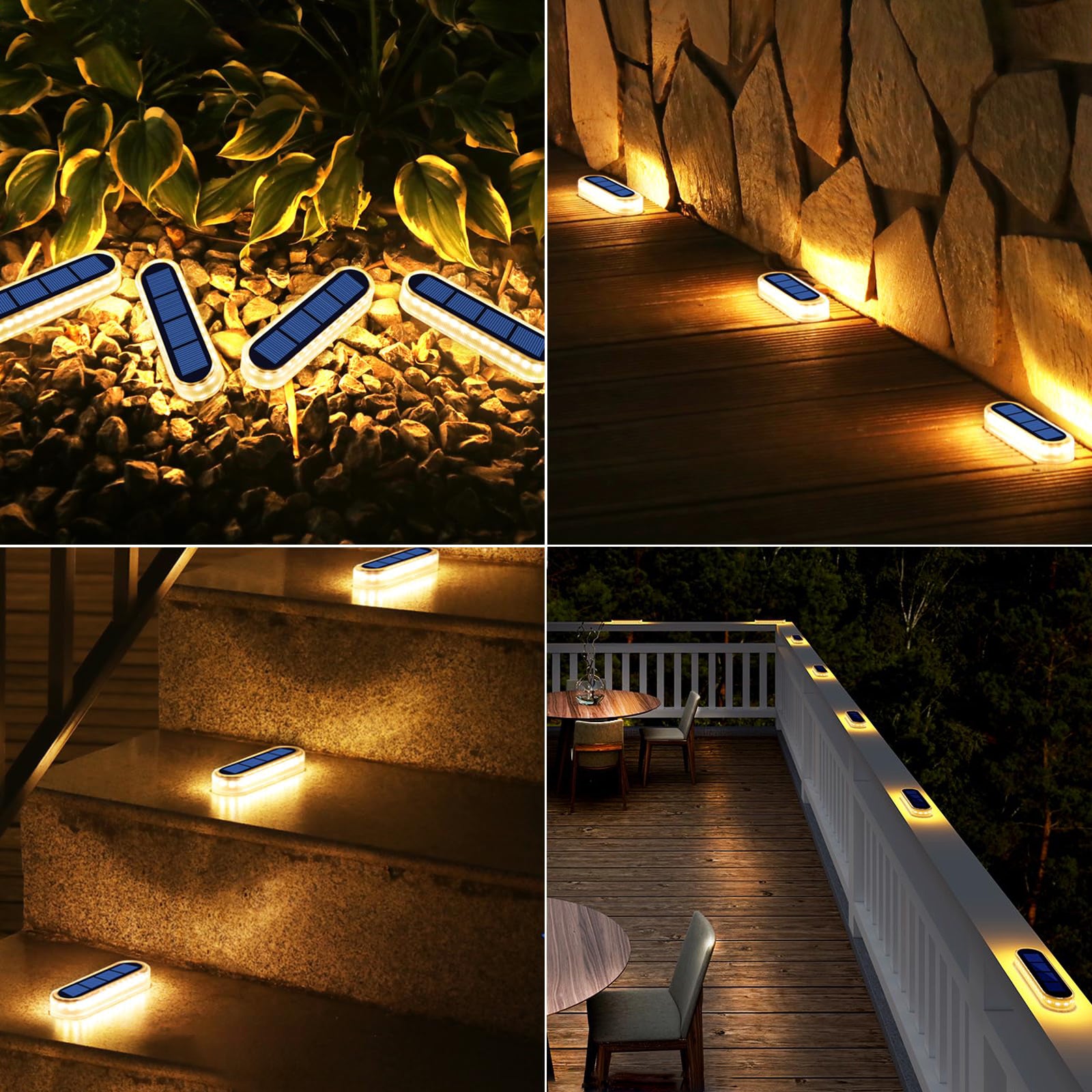 Warm White Long Strip Stick-On Solar Stair Lights Outdoor 03