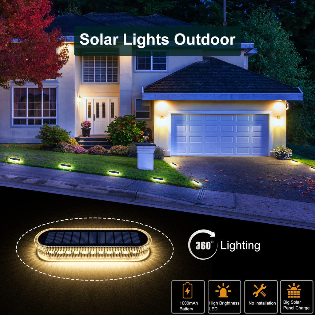 Warm White Long Strip Stick-On Solar Stair Lights Outdoor 360° Lighting
