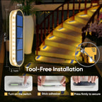 Warm White Long Strip Stick-On Solar Stair Lights Outdoor Tool-Free installation