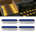 Warm White Long Strip Stick-On Solar Stair Lights Outdoor Waterproof 4 packs