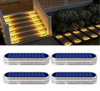 Warm White Long Strip Stick-On Solar Stair Lights Outdoor Waterproof 4 packs