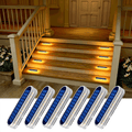 Warm White Long Strip Stick-On Solar Stair Lights Outdoor Waterproof 6 packs