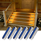 Warm White Long Strip Stick-On Solar Stair Lights Outdoor Waterproof 6 packs