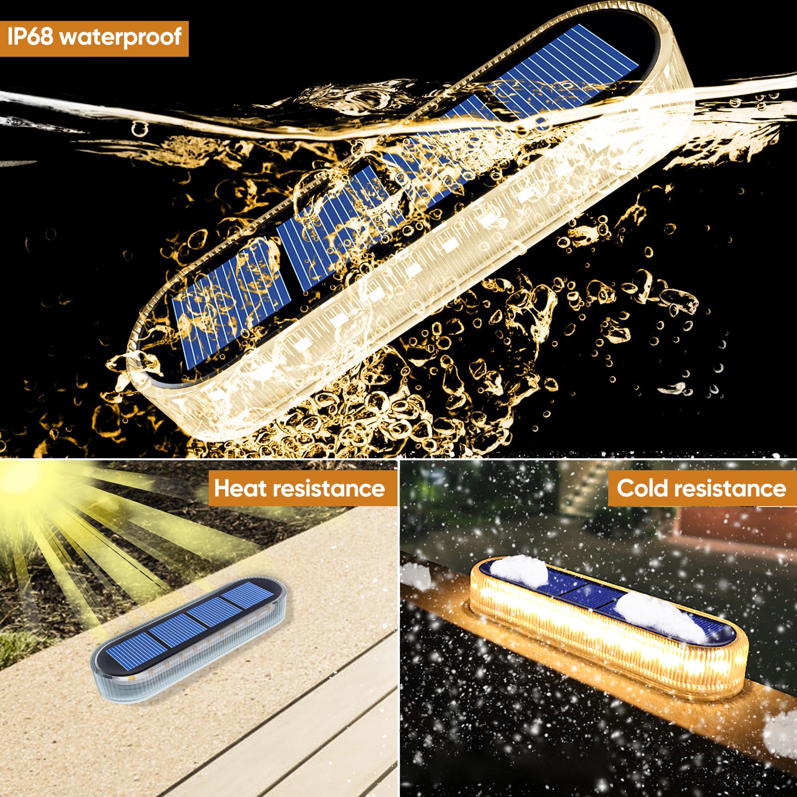 Warm White Long Strip Solar Stair Lights Outdoor IP68 Waterproof  hight resistance