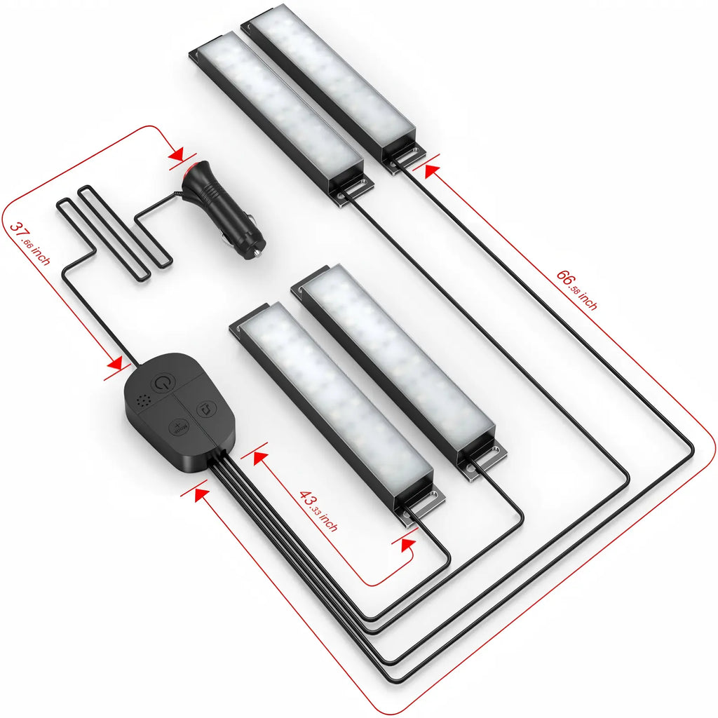 YiLaie DC 12V Cigarette Lighter Car Interior LED Lights, 3‑Key Wired Controller & App