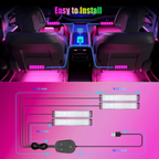 YiLaie DC 5V USB RGB Car LED Lights, App & 3‑Key Wired Controller, Music Sync