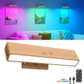 RGB Beech Wood Magnetic Wall Sconce, Rechargeable Dimmable Light- 1 pack