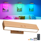 RGB Beech Wood Magnetic Wall Sconce, Rechargeable Dimmable Light- 1 pack