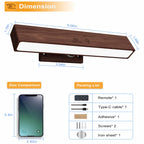 YiLaie RGB Walnut Wood Rechargeable Wall Sconce - 1 pack