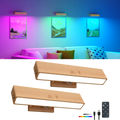 RGB Beech Wood Magnetic Wall Sconce, Rechargeable Dimmable Light - 2packs