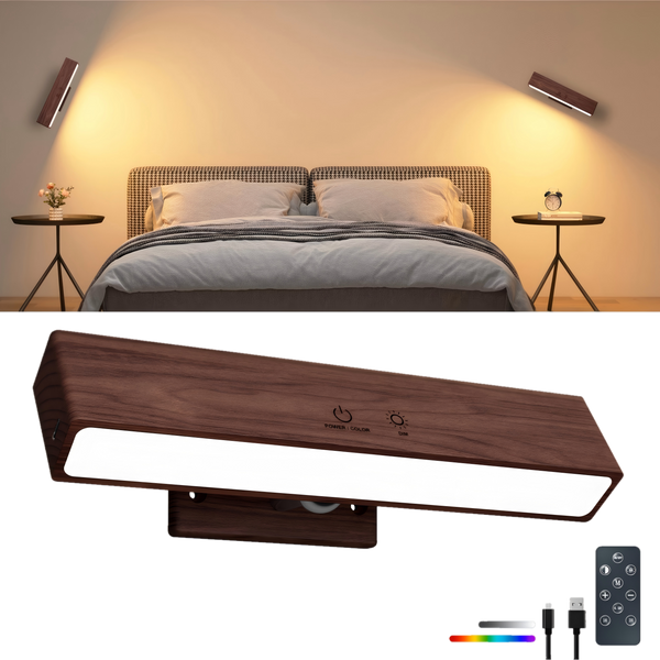 YiLaie RGB Walnut Wood Rechargeable Wall Sconce - 1 pack