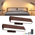 YiLaie RGB Walnut Wood Rechargeable Wall Sconce -2 pack