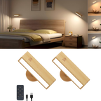 YiLaie 2 pcs Beechwood Battery LED Wall Sconce 3 Color Temp