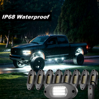 YiLaie 8 PCS LED Rock Light Pods, 12V , 6000K Pure White Lights