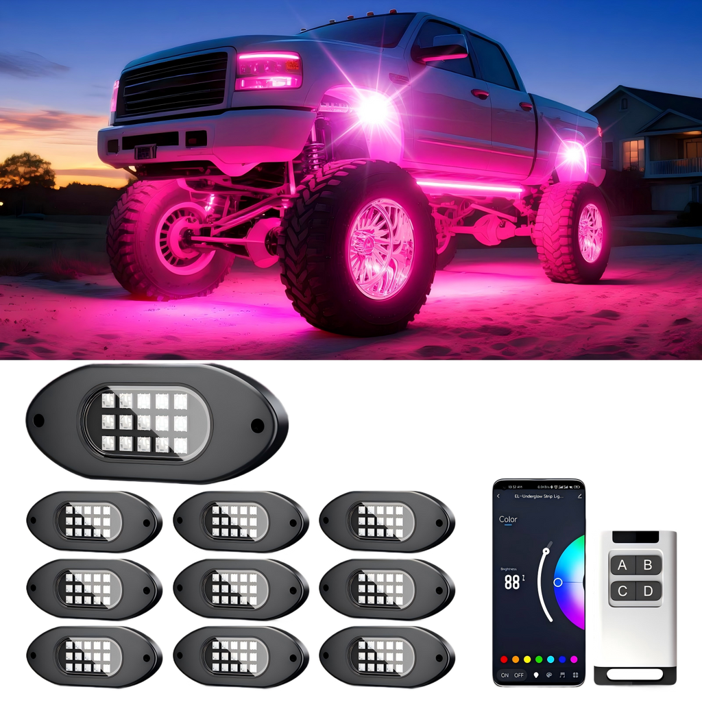 10 Pods RGB LED Rock Lights with App & Remote