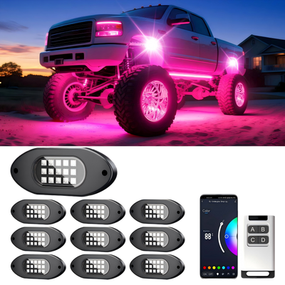 10 Pods RGB LED Rock Lights with App & Remote