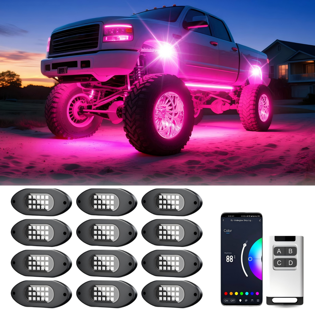 12 Pods RGB LED Rock Lights with App & Remote