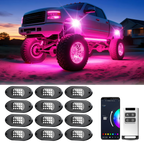 12 Pods RGB LED Rock Lights with App & Remote