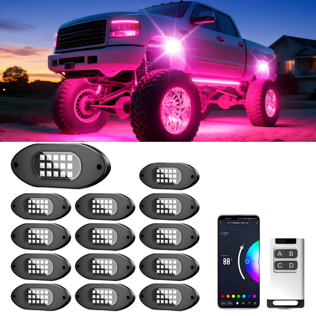 14 Pods RGB LED Rock Lights with App & Remote