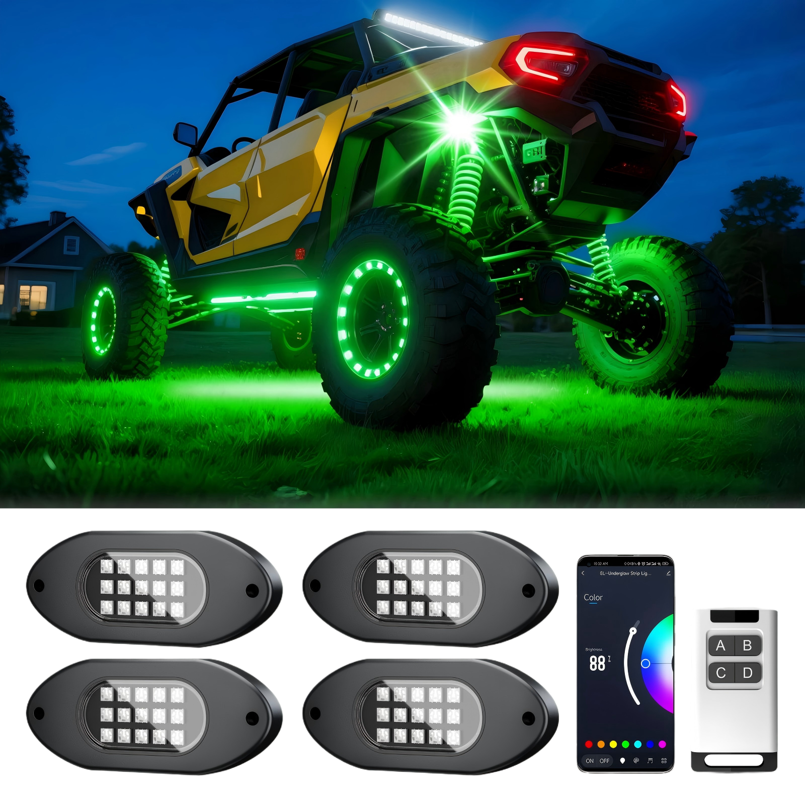 4 Pods RGB LED Rock Lights with App & Remote