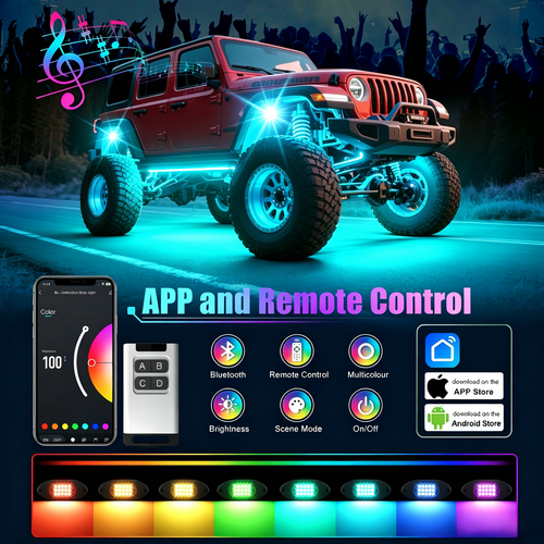 10 Pods RGB LED Rock Lights with App & Remote