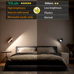 YiLaie 1 pcs Black Walnut LED Wall Sconce 3 Color Temp Rechargeable