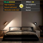YiLaie 2 pcs Beechwood Battery LED Wall Sconce 3 Color Temp