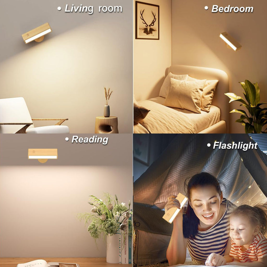 YiLaie 2 pcs Beechwood Battery LED Wall Sconce 3 Color Temp