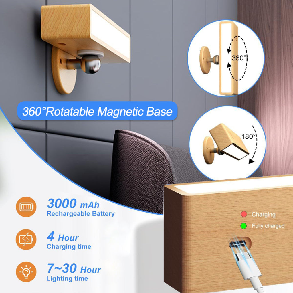YiLaie 2 pcs Beechwood Battery LED Wall Sconce 3 Color Temp