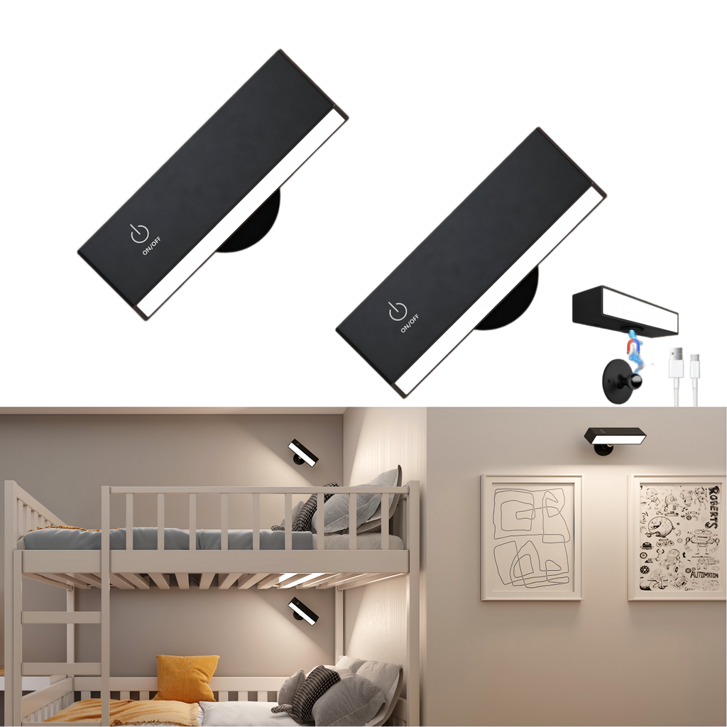 YiLaie 2 pcs Black 4000K Rechargeable Magnetic Wall Sconce