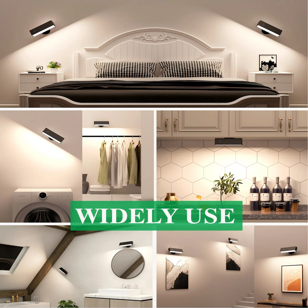 YiLaie 2 pcs Black 4000K Rechargeable Magnetic Wall Sconce