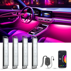 YiLaie DC 5V USB RGB Car LED Lights, App & 3‑Key Wired Controller, Music Sync