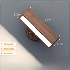 YiLaie 1 pcs Black Walnut LED Wall Sconce 3 Color Temp Rechargeable