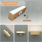 YiLaie 2 pcs Beechwood Battery LED Wall Sconce 3 Color Temp