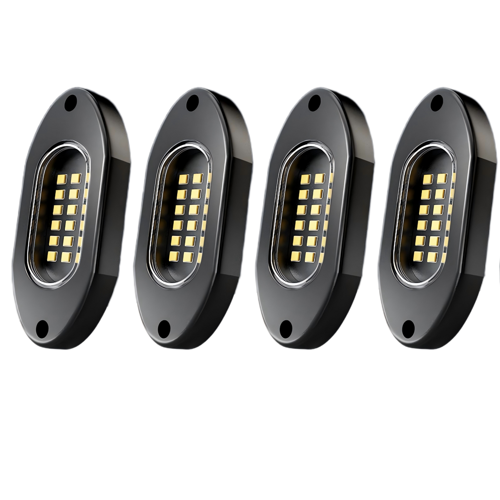 YiLaie 4PCS LED Rock Light Pods, 12V , 6000K Pure White Lights