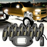 YiLaie 12 PCS LED Rock Light Pods, 12V , 6000K Pure White Lights