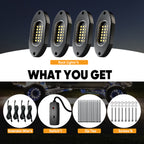 YiLaie 4PCS LED Rock Light Pods, 12V , 6000K Pure White Lights
