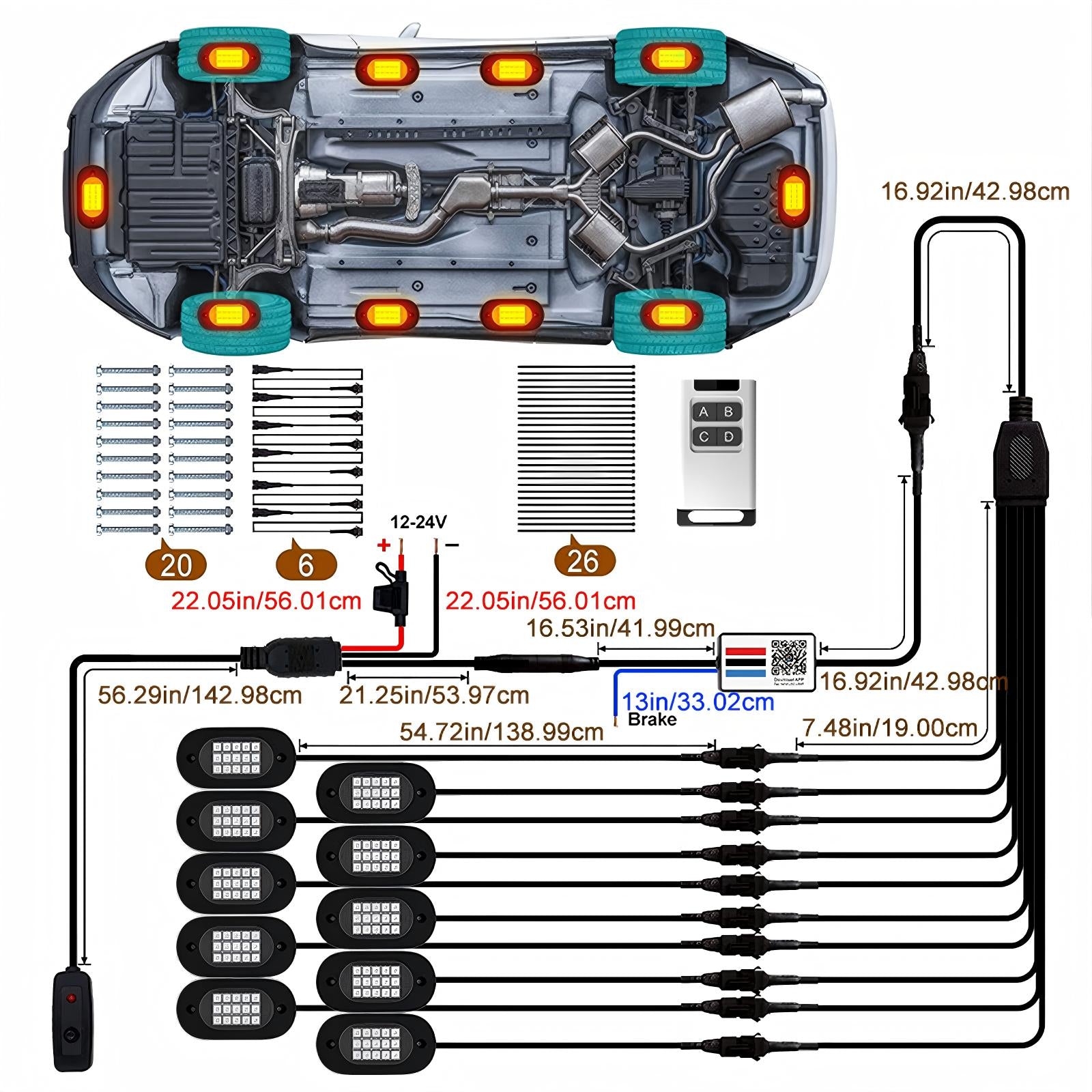 YiLaie 10 PodS RGB Rock Lights, 60 LEDs, 12V