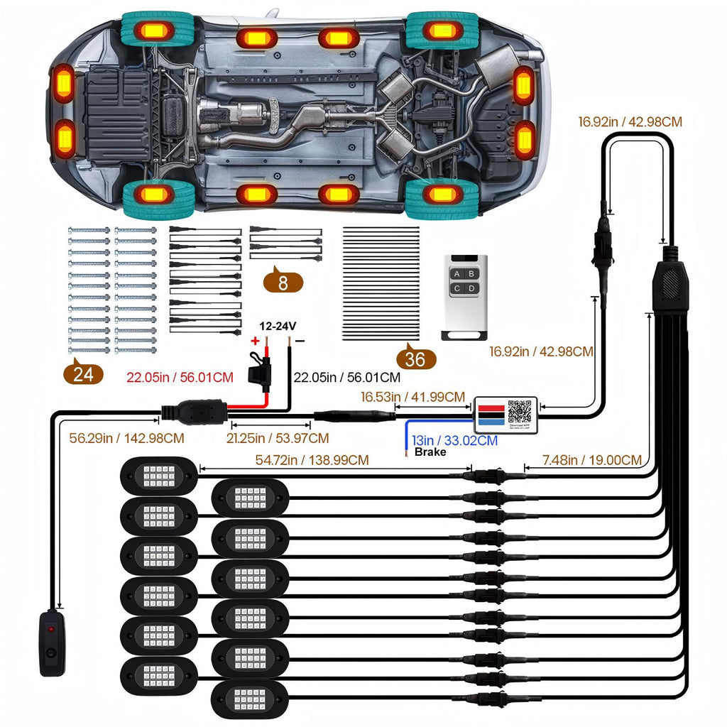 YiLaie 12 Pods RGB Rock Lights, 60 LEDs, 12V